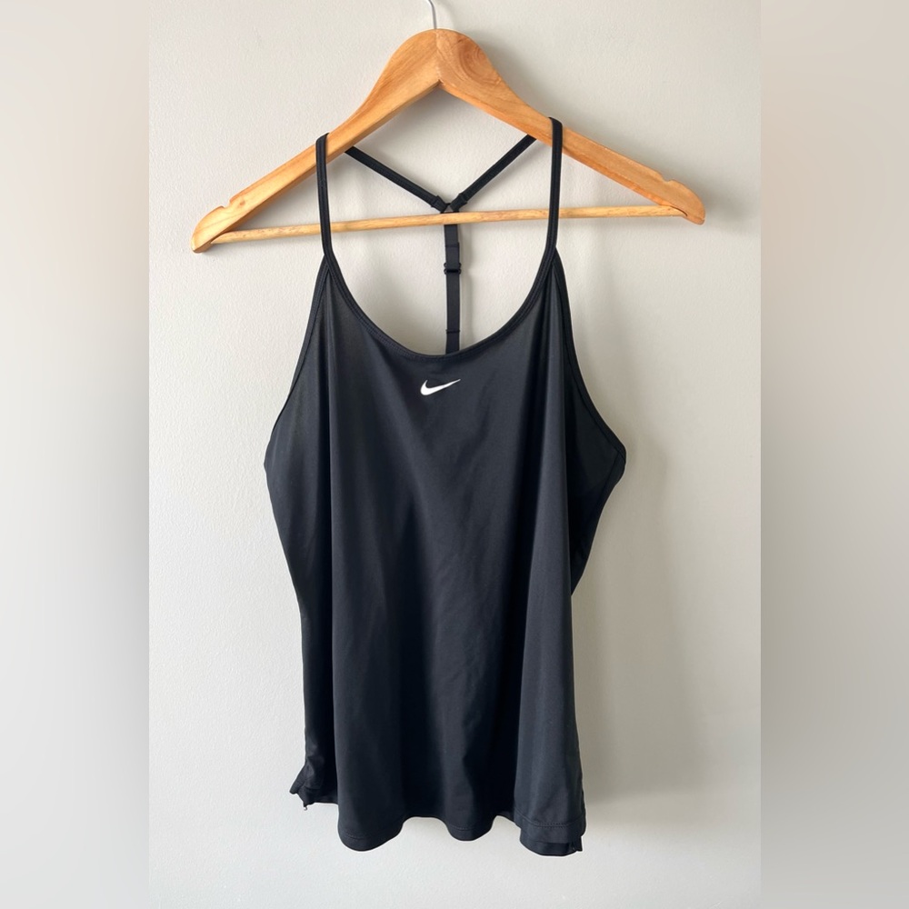 Nike Dri-FIT Black Adjustable T-Strap Tank Top Women's Size L Athletic Workout
